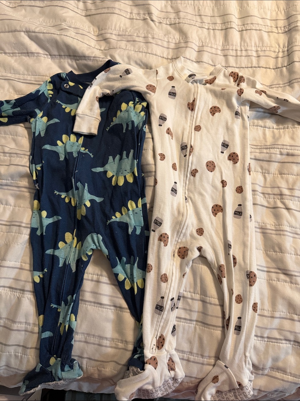 Carter's Navy Blue Dinosaur and White Cookie Print Footie Sleepers - 2-Pack